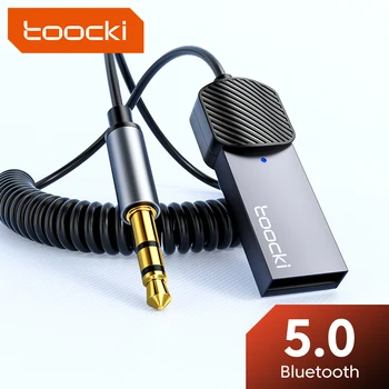 Toocki Bluetooth AUX Adaptador de 3.5 mm Jack sem Fio Handfree Kit para Carro Bluetooth 5.0 Transmissor de Áudio para o Carro Receptor de Música alto-Falante