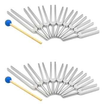 Tuning Fork Set - 18 Tuning Forks Para A Cura Do Chakra,Terapia De Som,Manter O Corpo,Mente E Espírito, Em Perfeita Harmonia - Prata