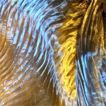 Vidro de Ouro Gradação Laser Órgão Dobra de Tecido Translúcido que mudam de Cor Material de Organza