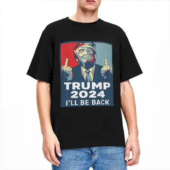 Vintage Trump 2024 Eu Estarei De Volta T-Shirts Homens Mulheres O Pescoço Algodão Puro Paródia De Manga Curta T Tops Gráfico