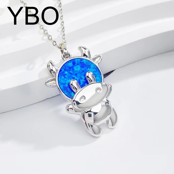 YBO Vaca Bonito Pingentes de Prata de lei 925 Lindo Animal Colares Para as Mulheres, Meninas, crianças Clavícula Cadeias de Jóias de Moda de Aniversário