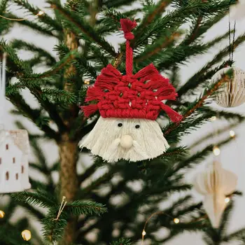 Único Enfeite de Árvore de Natal Artesanal de Macramé Papai Noel Gnome Festiva de Natal Decoração da Árvore com Borlas de Tecido Elegância